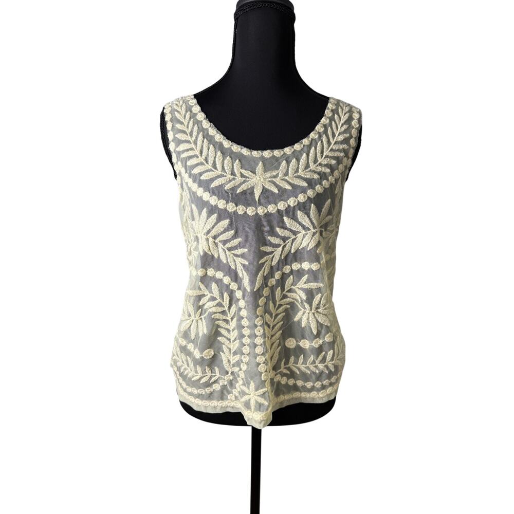 Boho Embroidered Sheer Y2K Tank Top Cami‎ Romantic Feminine Whimsical Fairy SM